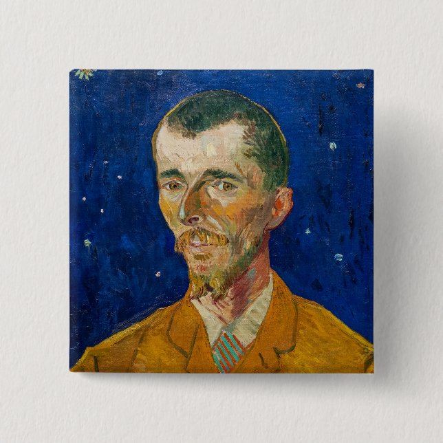 Vincent Van Gogh - Portrait of Eugene Boch, Arles 15 Cm Square Badge (Front)