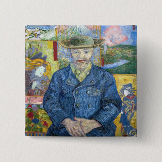 Vincent van Gogh - Portrait of Pere Tanguy 15 Cm Square Badge (Front)