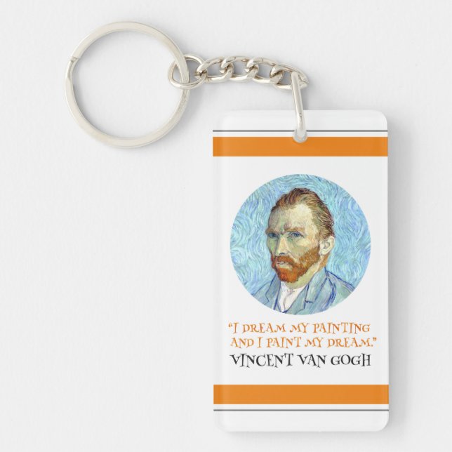 Vincent Van Gogh Portrait with Quote Key Ring (Front)