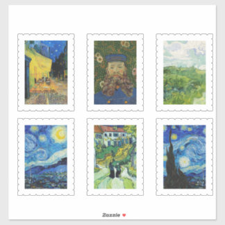 vincent van gogh postal stamp sticker pack 