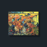 Vincent Van Gogh - Red Vineyard At Arles Painting Canvas Print<br><div class="desc">Oil on canvas from 1888 shows field workers picking grapes at a local vineyard near Montmajour in autumn, with leaves turning red and yellow and the setting sun reflecting in a nearby river. The Red Vineyard at Arles went on to be the only work Van Gogh sold during his lifetime....</div>