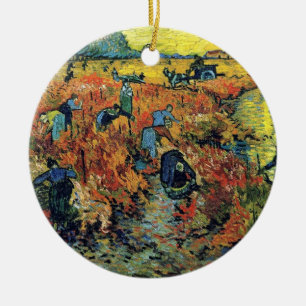 Vincent Van Gogh - Red Vineyard At Arles Painting Ceramic Tree Decoration