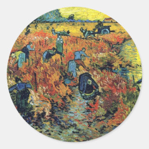 Vincent Van Gogh - Red Vineyard At Arles Painting Classic Round Sticker