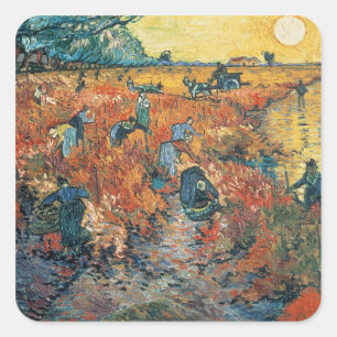 Vincent van Gogh Red Vineyards at Arles, 1888 Square Sticker