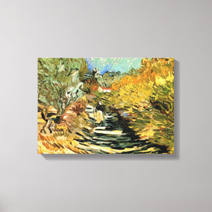 Vincent van Gogh Road at Saint-Remy, Female Figure Canvas Print