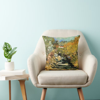 Vincent van Gogh Road at Saint-Remy, Female Figure Cushion