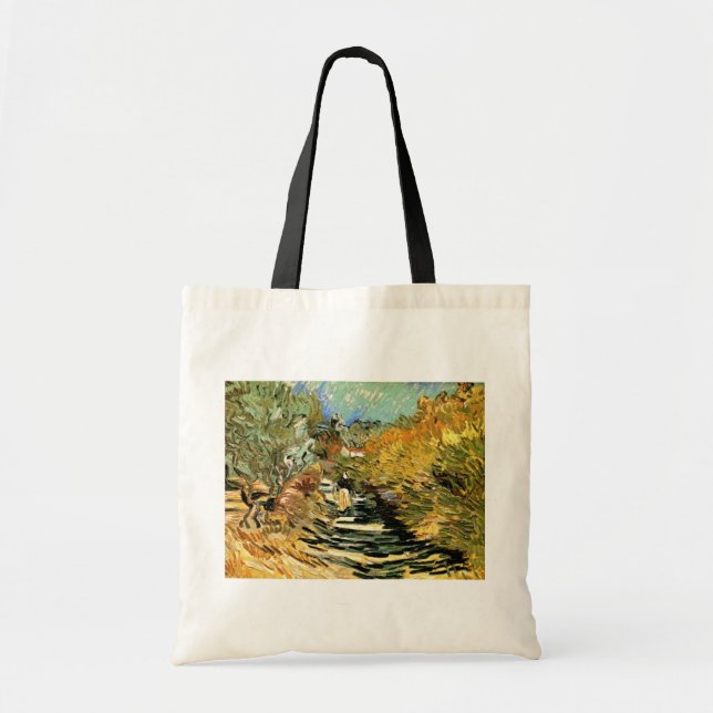 Vincent van Gogh Road at Saint-Remy, Female Figure Tote Bag (Front)