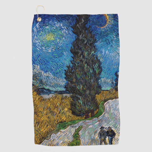 Vincent van Gogh - Road with Cypress and Star Golf Towel (Front)