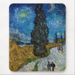 Vincent van Gogh - Road with Cypress and Star Mouse Mat<br><div class="desc">Country Road with Cypress and Star - Vincent van Gogh,  Oil on Canvas,  1890,  Saint-Remy</div>