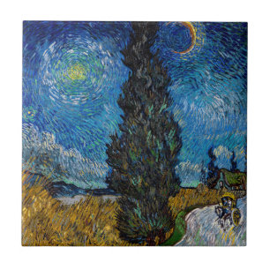 Vincent van Gogh - Road with Cypress and Star Tile
