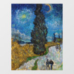 Vincent van Gogh - Road with Cypress and Star Window Cling<br><div class="desc">Country Road with Cypress and Star - Vincent van Gogh,  Oil on Canvas,  1890,  Saint-Remy</div>