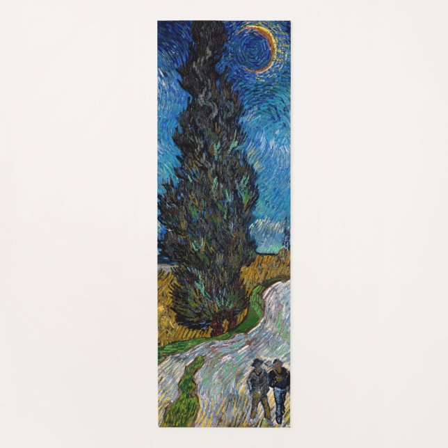 Vincent van Gogh - Road with Cypress and Star Yoga Mat (Front)