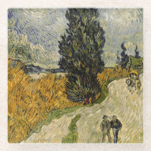 Vincent van Gogh   Road with Cypresses, 1890 Glass Coaster