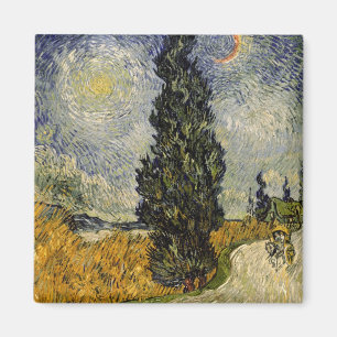 Vincent van Gogh Road with Cypresses, 1890 Magnet