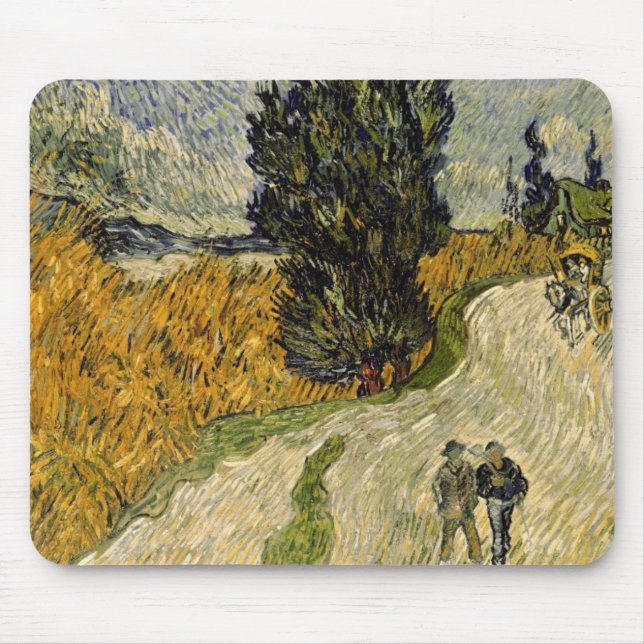 Vincent van Gogh | Road with Cypresses, 1890 Mouse Mat (Front)