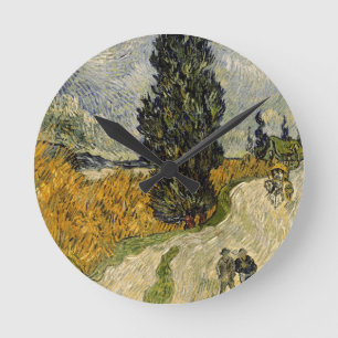 Vincent van Gogh   Road with Cypresses, 1890 Round Clock