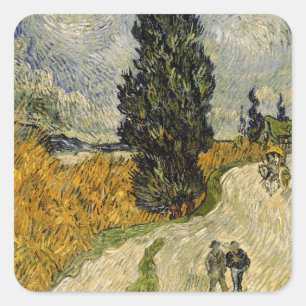 Vincent van Gogh   Road with Cypresses, 1890 Square Sticker