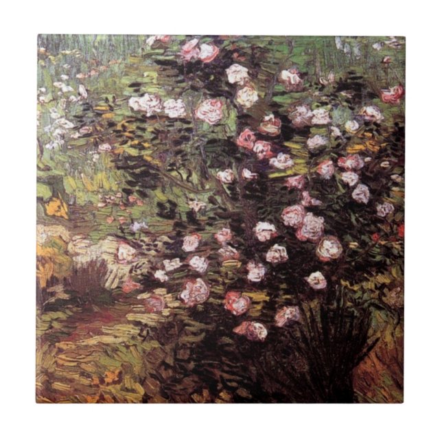 Vincent Van Gogh - Rosebush In Blossom Fine Art Tile (Front)