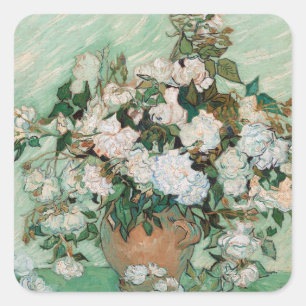 Vincent van Gogh   Roses, 1890 Square Sticker