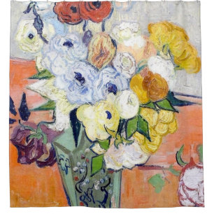 Vincent Van Gogh - Roses And Anemones 1890 Shower Curtain