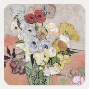 Vincent van Gogh   Roses and Anemones, 1890 Square Sticker
