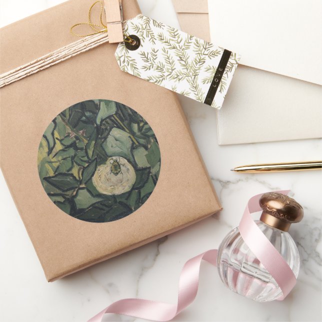 Vincent van Gogh - Roses and Beetle Classic Round Sticker (Gifting)