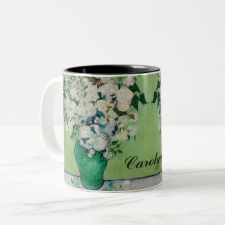 Vincent Van Gogh Roses Custom Name Green Two-Tone Coffee Mug