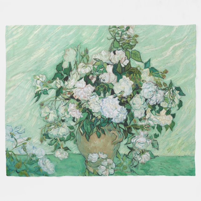 Vincent van Gogh - Roses Fleece Blanket (Front (Horizontal))