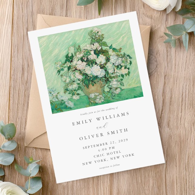 Vincent Van Gogh Roses Floral Wedding Invitation (Creator Uploaded)