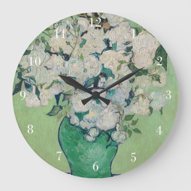 Vincent Van Gogh Roses Impressionist Large Clock (Front)