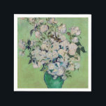 Vincent van Gogh - Roses Napkin<br><div class="desc">Roses / A Vase of Roses / Still Life: Pink Roses in a Vase - Vincent van Gogh,  Oil on Canvas,  1890</div>