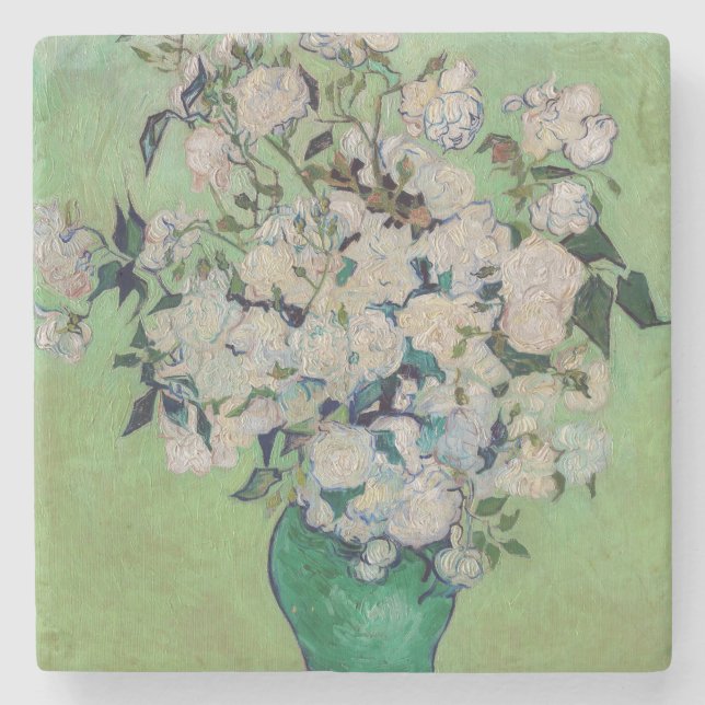 Vincent van Gogh - Roses Stone Coaster (Front)