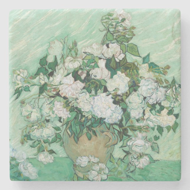 Vincent van Gogh - Roses Stone Coaster (Front)