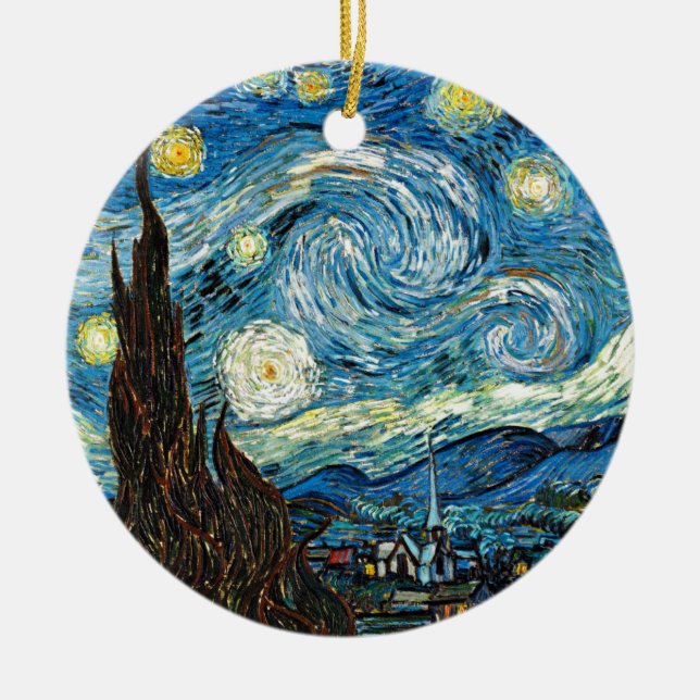 Vincent Van Gogh’s Starry Night Ceramic Tree Decoration (Front)