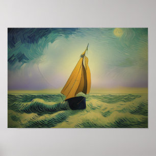 Vincent Van Gogh Sailor Boat in the Ocean  Poster