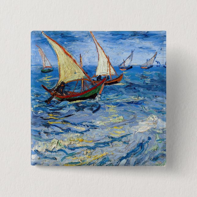 Vincent van Gogh - Seascape at Saintes-Maries 15 Cm Square Badge (Front)
