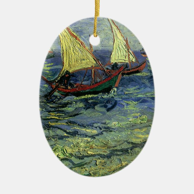 Vincent van Gogh - Seascape at Saintes Maries Ceramic Tree Decoration (Front)