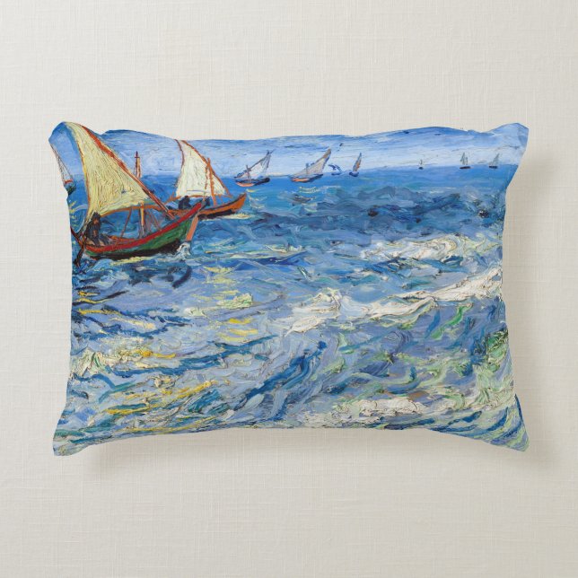Vincent van Gogh - Seascape at Saintes-Maries Decorative Cushion (Front)