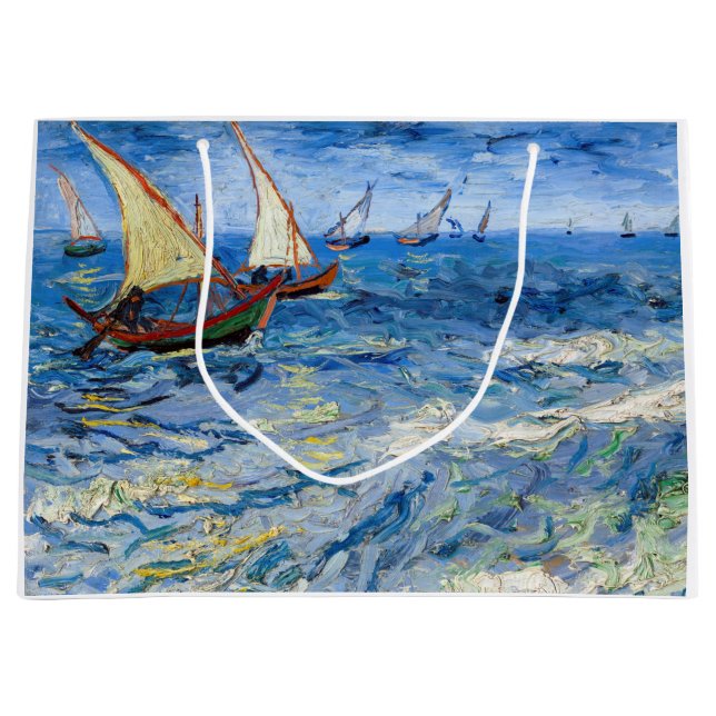 Vincent van Gogh - Seascape at Saintes-Maries Large Gift Bag (Front)