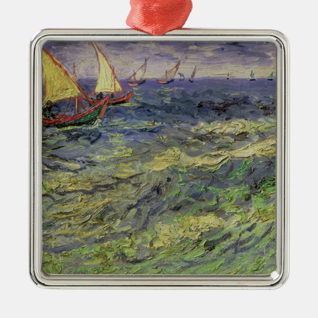 Vincent van Gogh | Seascape at Saintes-Maries Metal Tree Decoration (Front)
