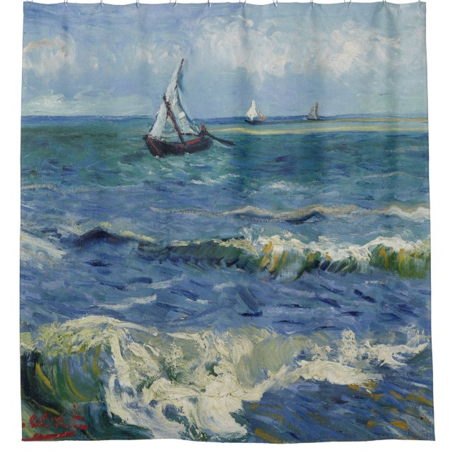 Vincent Van Gogh - Seascape at Saintes-Maries Shower Curtain (Front)