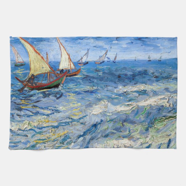 Vincent van Gogh - Seascape at Saintes-Maries Tea Towel (Horizontal)
