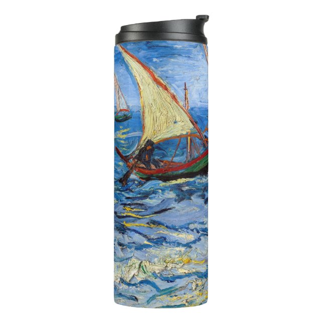 Vincent van Gogh - Seascape at Saintes-Maries Thermal Tumbler (Rotated Left)