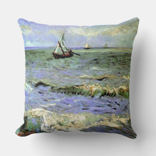 Vincent van Gogh-Seascape Near Les Saintes-Maries Cushion (Front)