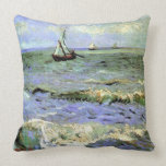 Vincent van Gogh-Seascape Near Les Saintes-Maries Cushion<br><div class="desc">Seascape Near Les Saintes-Maries-De-La-Mer is an attractive Post-Impressionism landscape masterpiece made by Vincent van Gogh (1853 – 1890) in 1888.Its shades of blue, green and yellow makes it an attractive throw pillow for Post-Impressionism lovers.</div>