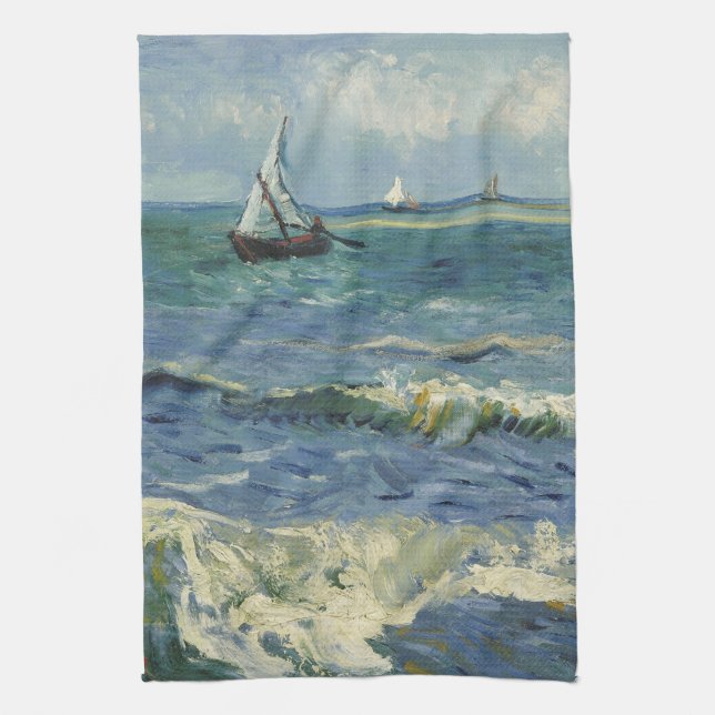 Vincent van Gogh - Seascape Near Saintes Maries Tea Towel (Vertical)