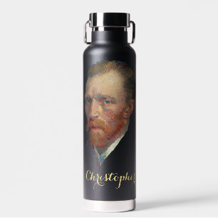 Vincent Van Gogh Self Portrait Art Gold Monogram Water Bottle