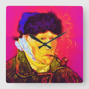 Vincent Van Gogh - Self Portrait Bandage Pop Art Square Wall Clock