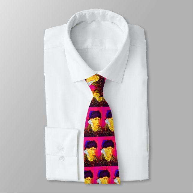 Vincent Van Gogh - Self Portrait Bandage Pop Art Tie (Tied)