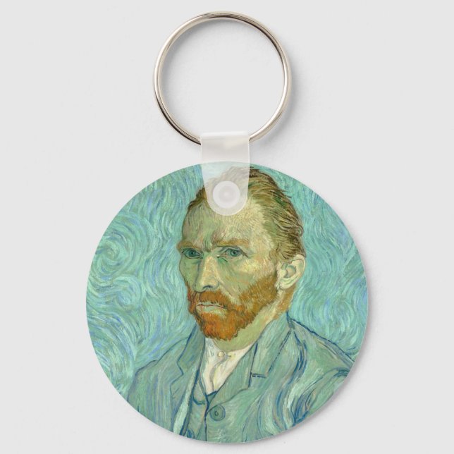 Vincent Van Gogh Self Portrait Blue Background Key Ring (Front)